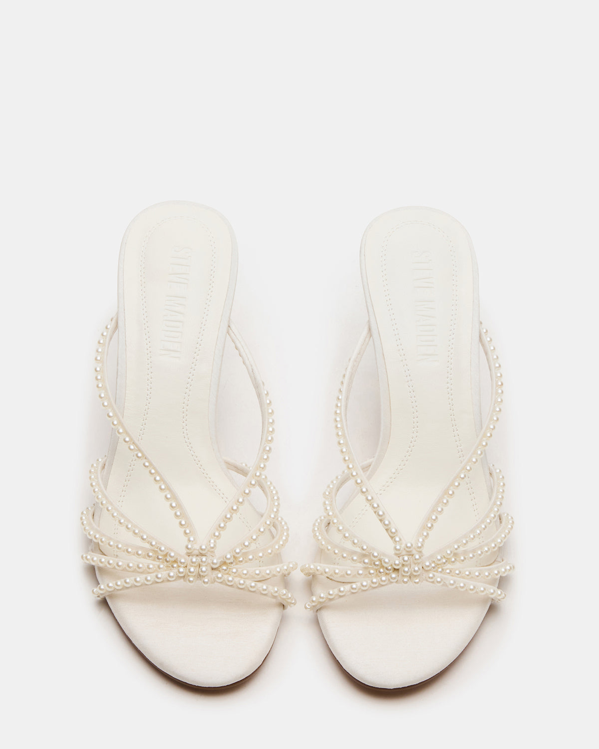 EDNA Pearl White Strappy Mule Women's Heel - Steve Madden