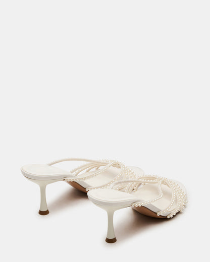 EDNA Pearl White Strappy Mule Women's Heel - Steve Madden