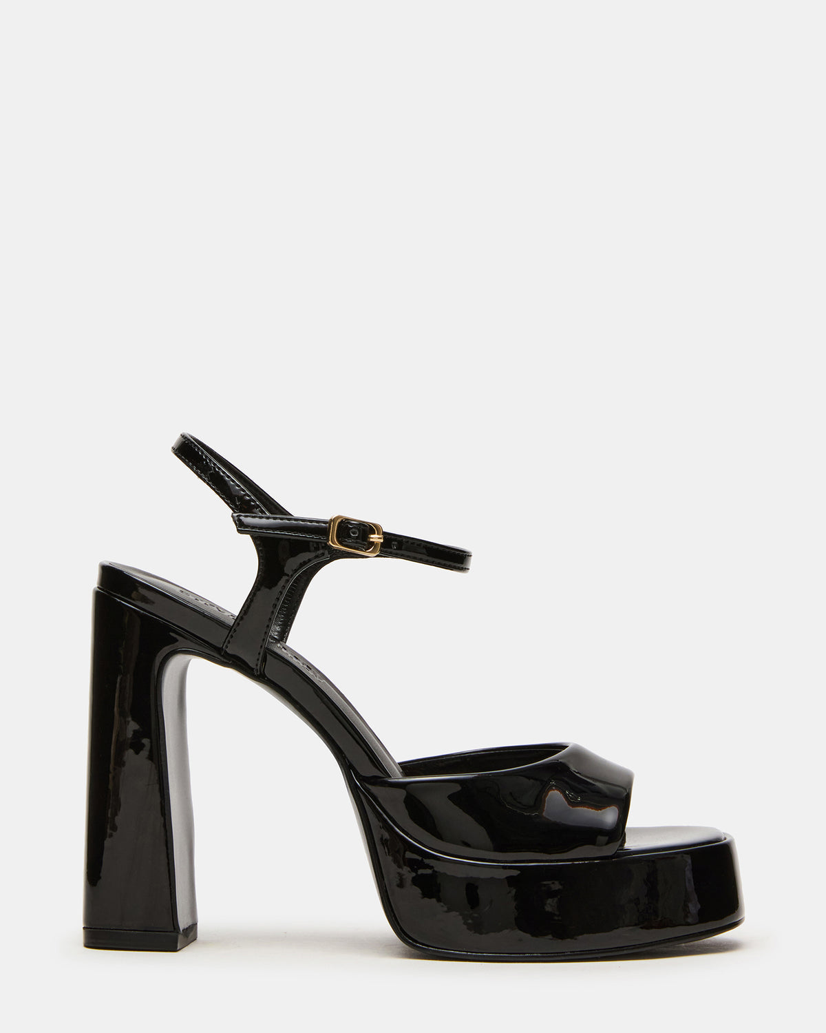 LIANDRA Black Patent Women's Platform Square-Toe Strappy Heel - Steve Madden