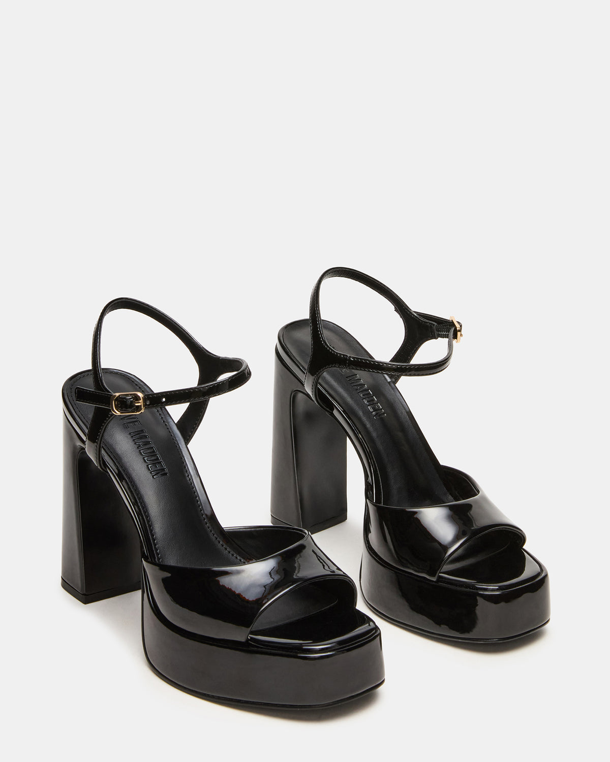 LIANDRA Black Patent Women's Platform Square-Toe Strappy Heel - Steve Madden