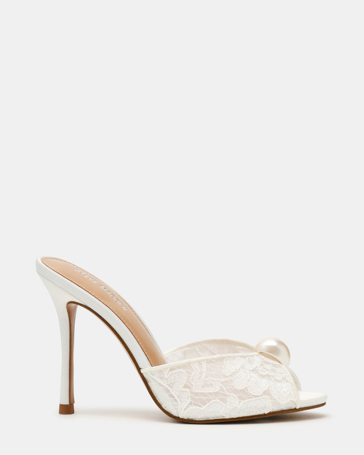 PRIYA Pearl White Lace Mule Women's Heel - Steve Madden