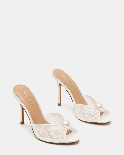 PRIYA Pearl White Lace Mule Women's Heel - Steve Madden
