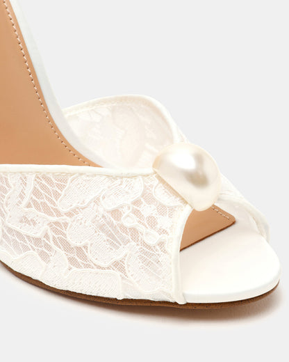PRIYA Pearl White Lace Mule Women's Heel - Steve Madden