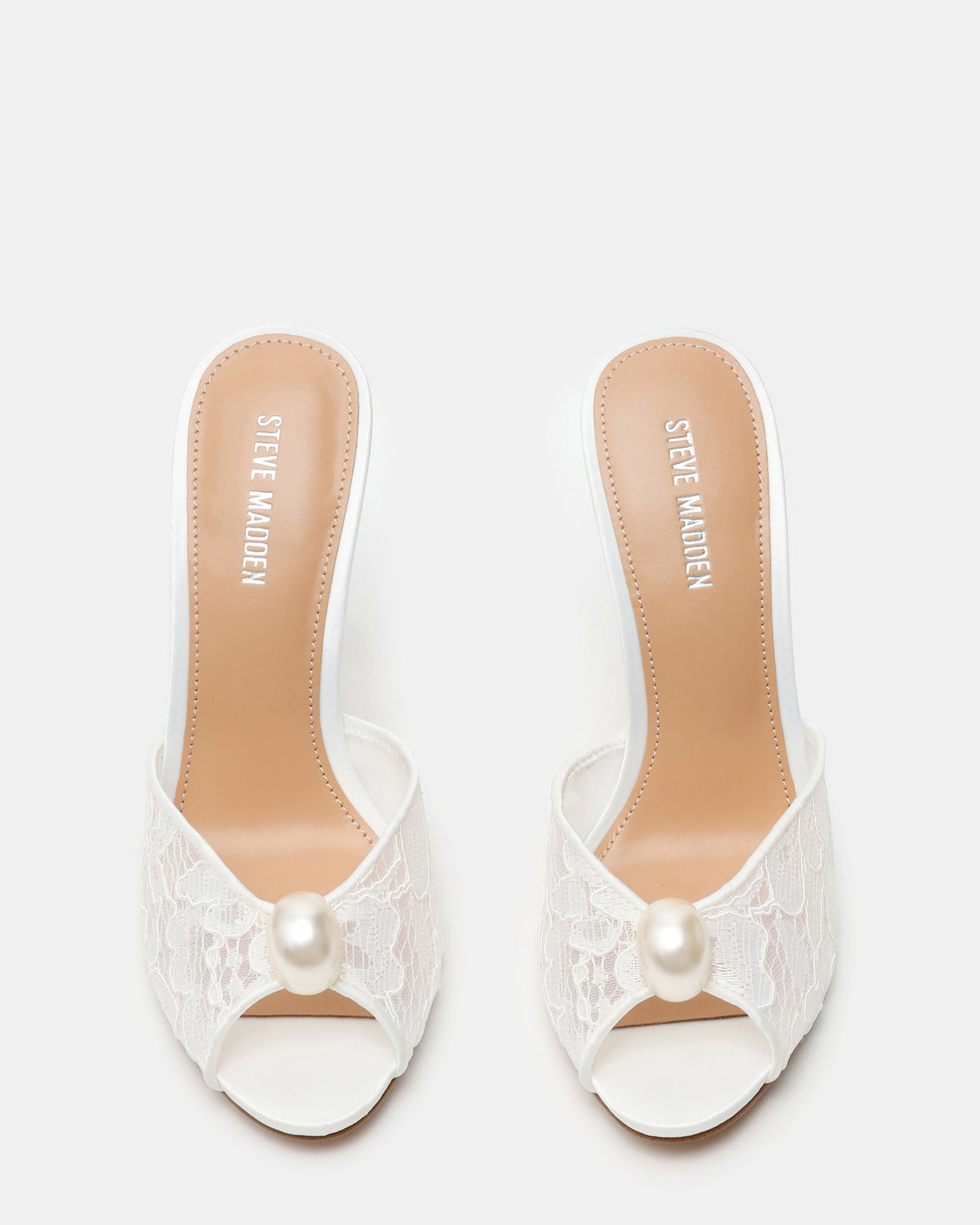 PRIYA Pearl White Lace Mule Women's Heel - Steve Madden