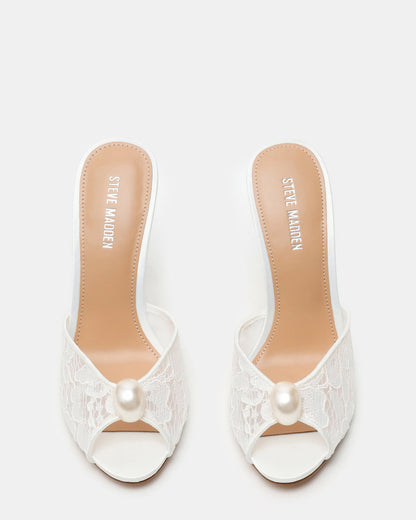 PRIYA Pearl White Lace Mule Women's Heel - Steve Madden