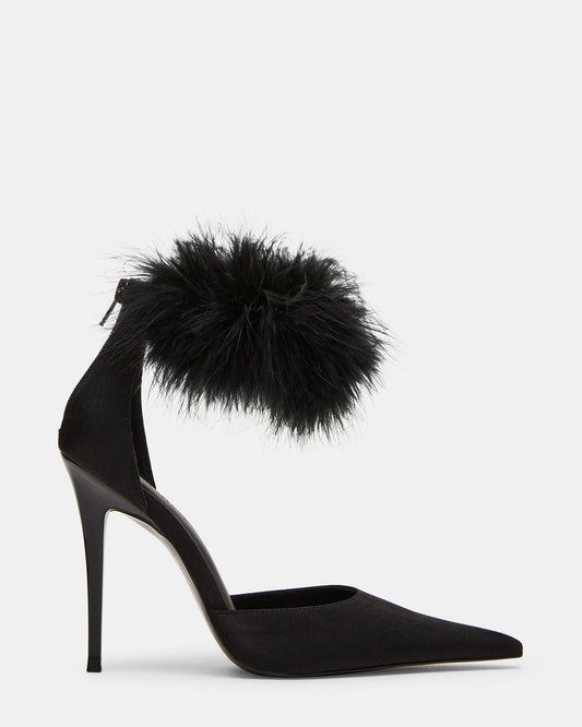 ELUSIVE Black Satin Pointed-Toe Stiletto Pump Women's Heel - Steve Madden