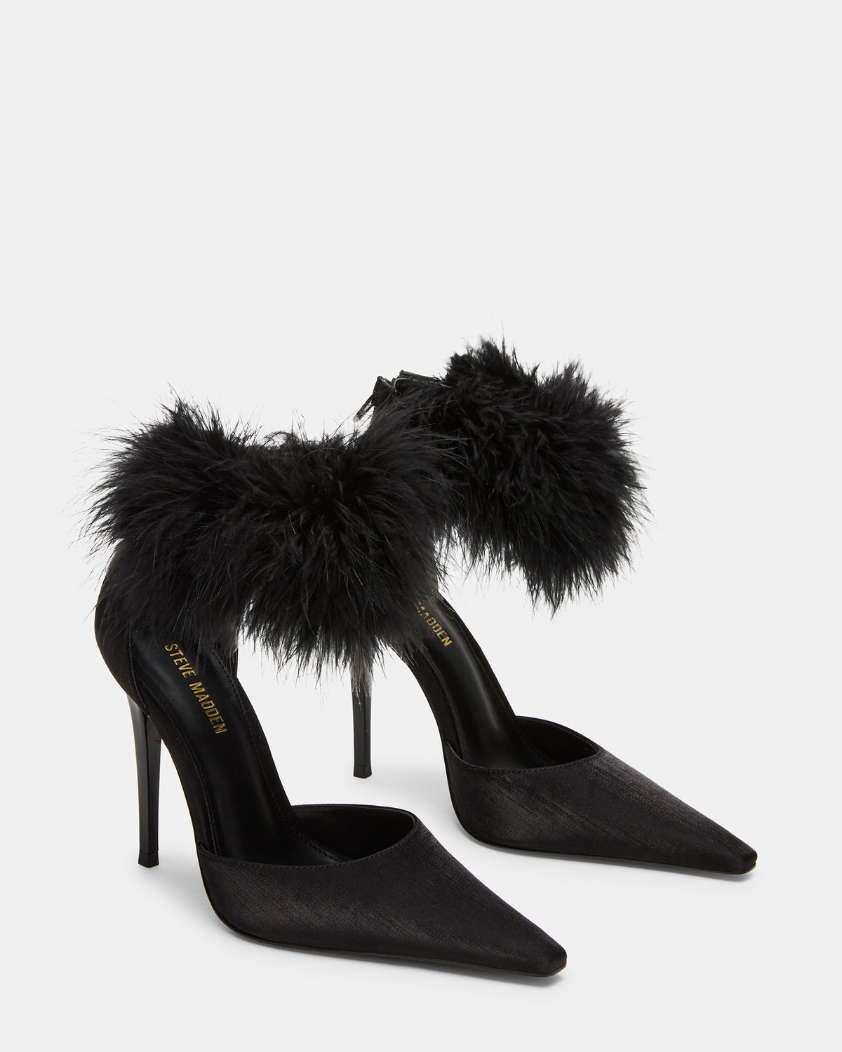 ELUSIVE Black Satin Pointed-Toe Stiletto Pump Women's Heel - Steve Madden