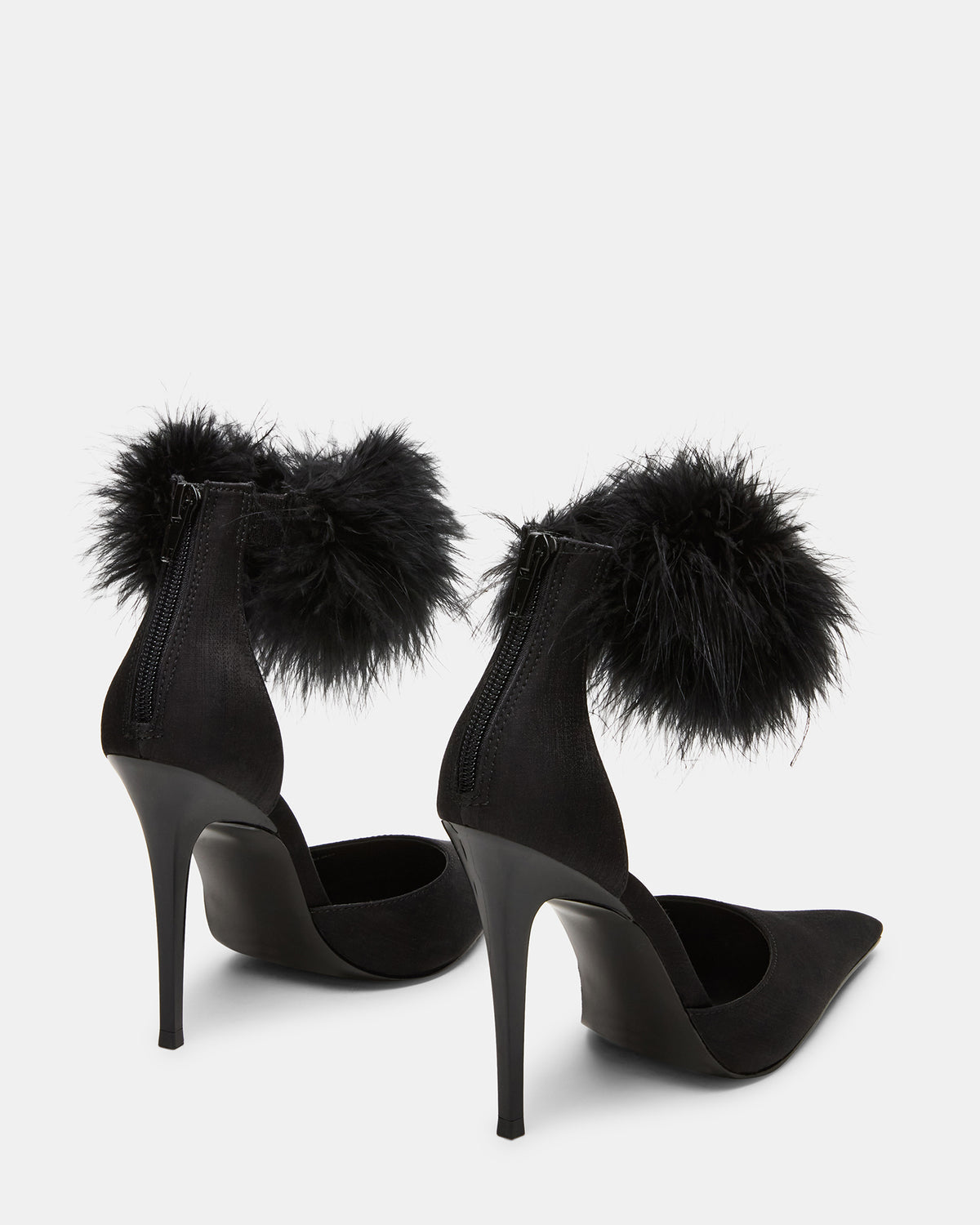 ELUSIVE Black Satin Pointed-Toe Stiletto Pump Women's Heel - Steve Madden