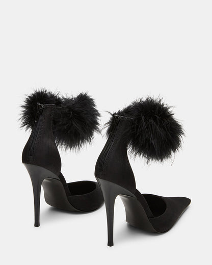 ELUSIVE Black Satin Pointed-Toe Stiletto Pump Women's Heel - Steve Madden