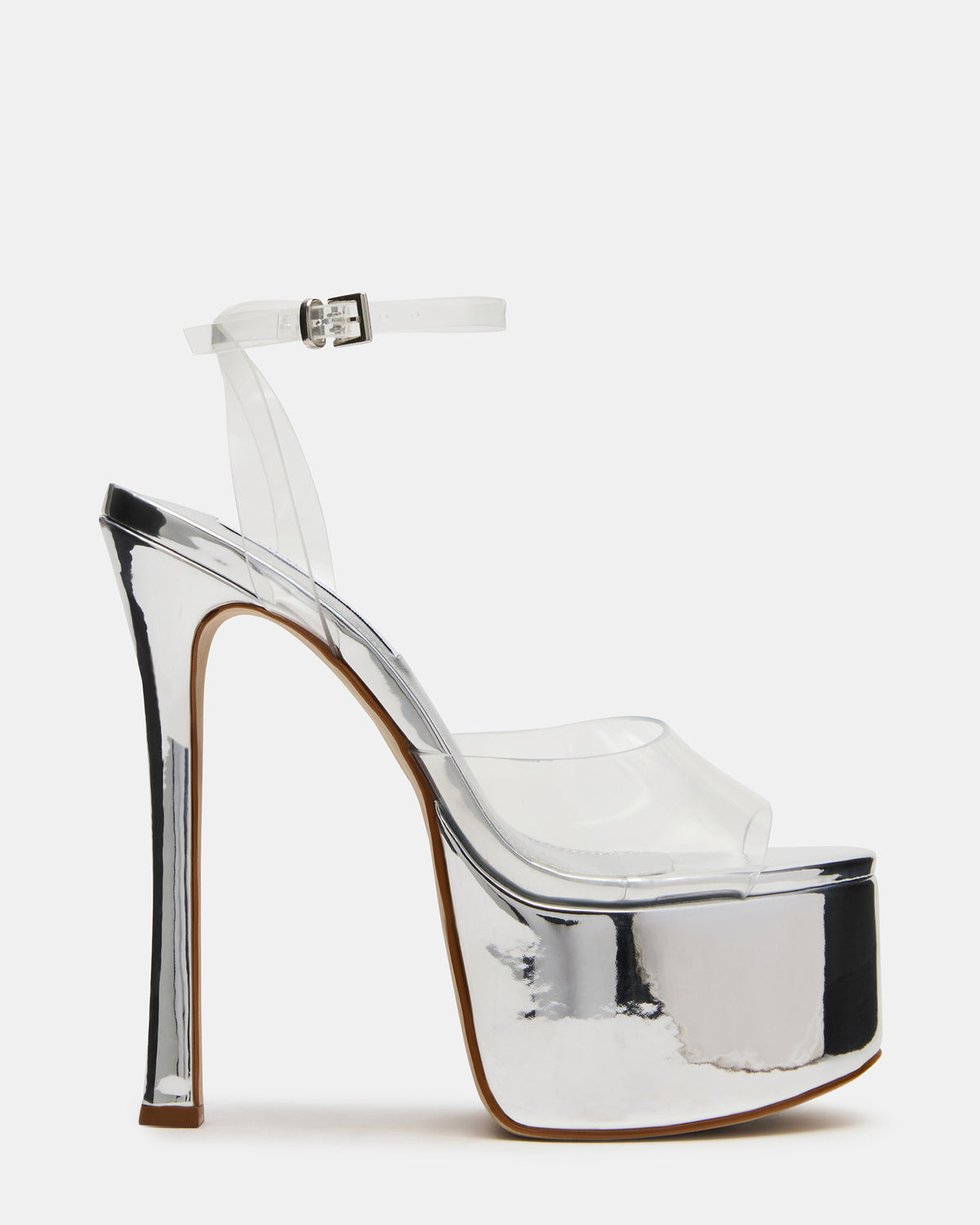OLYSSIA Clear Platform Stiletto Ankle Strap Women's Heel - Steve Madden