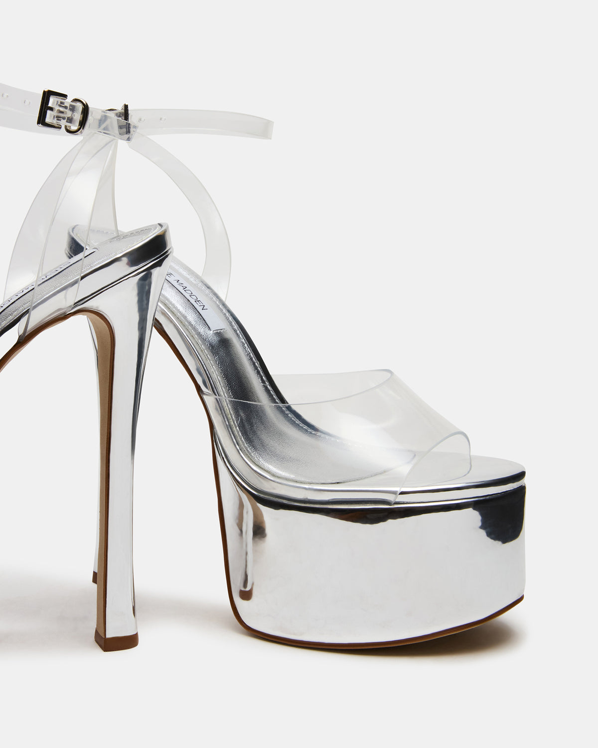 OLYSSIA Clear Platform Stiletto Ankle Strap Women's Heel - Steve Madden