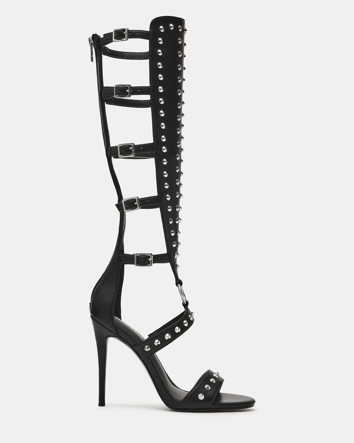 COMPOSURE Black Studs Strappy Stiletto Buckles Women's Heel - Steve Madden