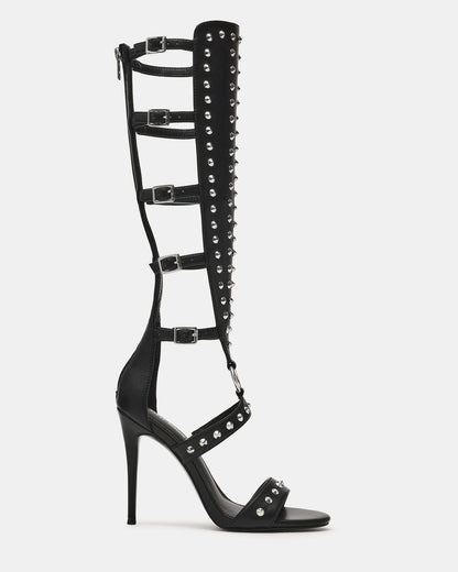 COMPOSURE Black Studs Strappy Stiletto Buckles Women's Heel - Steve Madden
