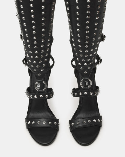 COMPOSURE Black Studs Strappy Stiletto Buckles Women's Heel - Steve Madden