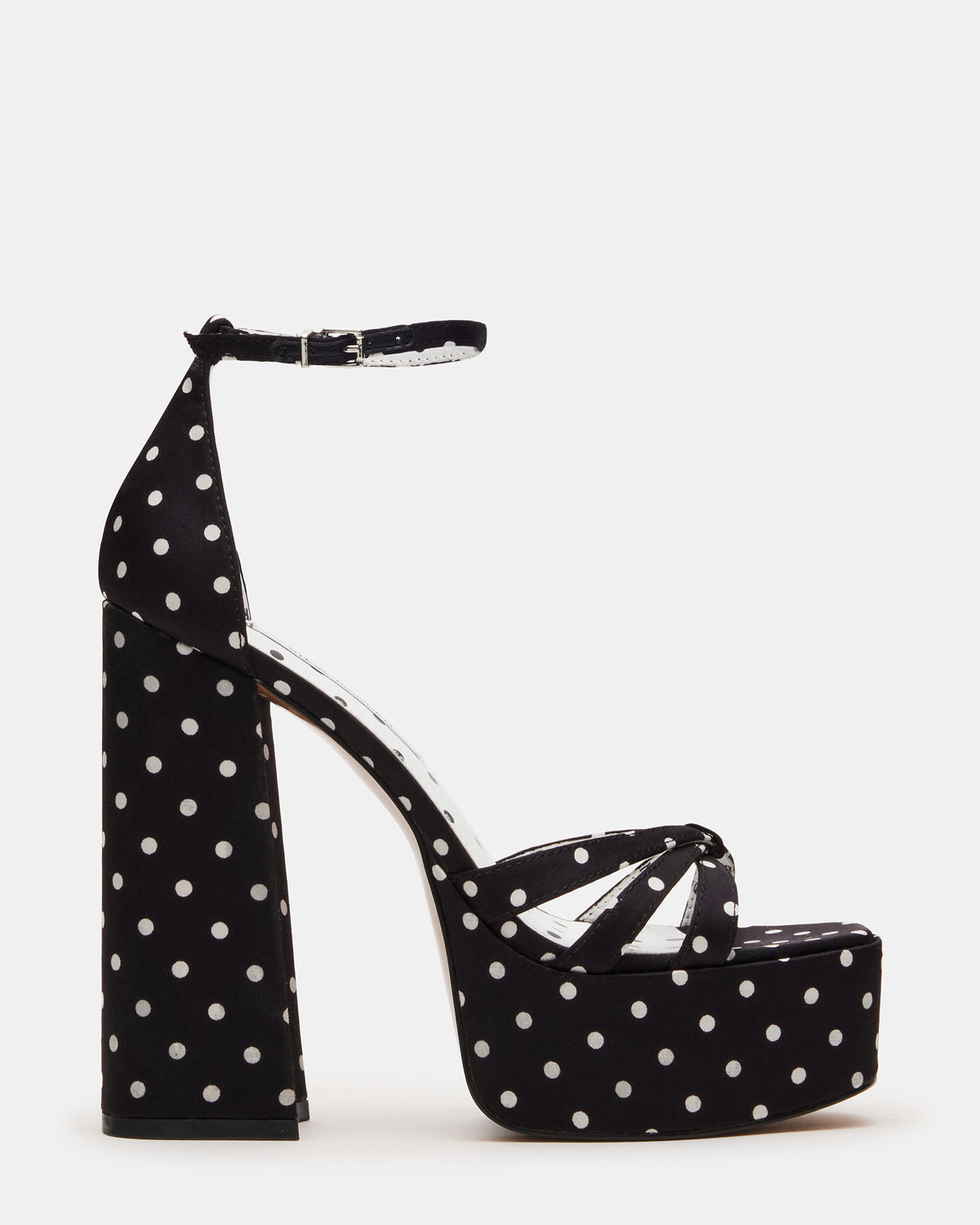 RETRO White/Black Polka Dot Open-Toe Block Heel Platform Women's Heel - Steve Madden