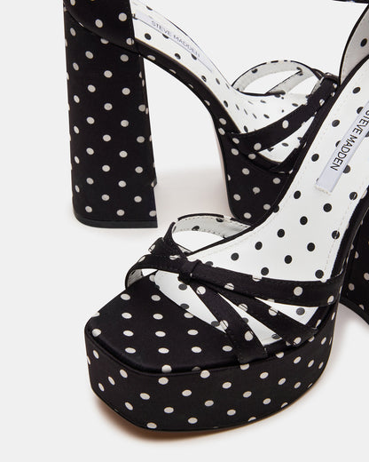 RETRO White/Black Polka Dot Open-Toe Block Heel Platform Women's Heel - Steve Madden