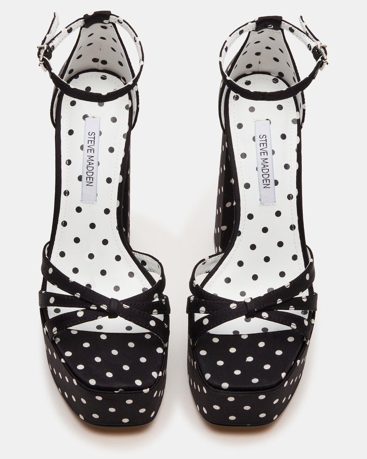 RETRO White/Black Polka Dot Open-Toe Block Heel Platform Women's Heel - Steve Madden