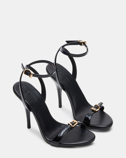 FOXX Black Patent Strappy Stiletto Open-Toe Women's Heel - Steve Madden