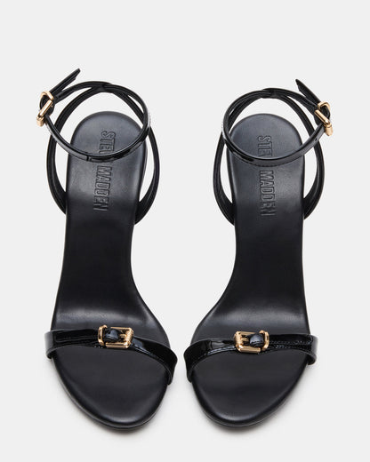 FOXX Black Patent Strappy Stiletto Open-Toe Women's Heel - Steve Madden
