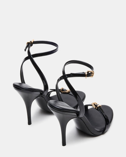 FOXX Black Patent Strappy Stiletto Open-Toe Women's Heel - Steve Madden