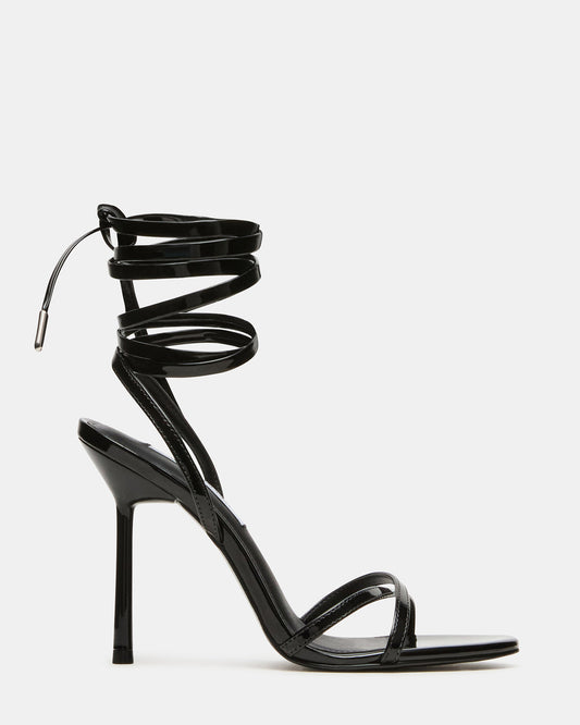 NERI Black Patent Strappy Stiletto Round-Toe Women's Heel - Steve Madden
