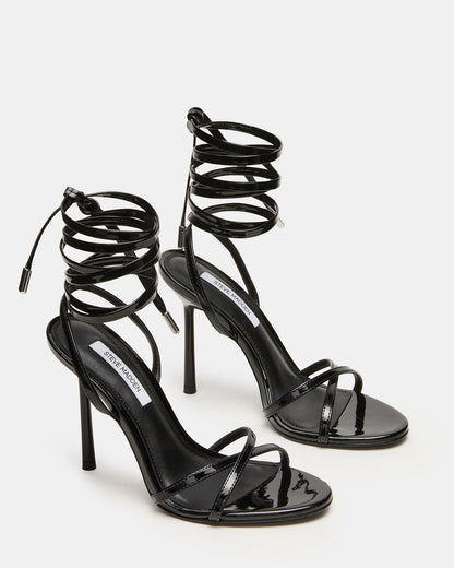 NERI Black Patent Strappy Stiletto Round-Toe Women's Heel - Steve Madden