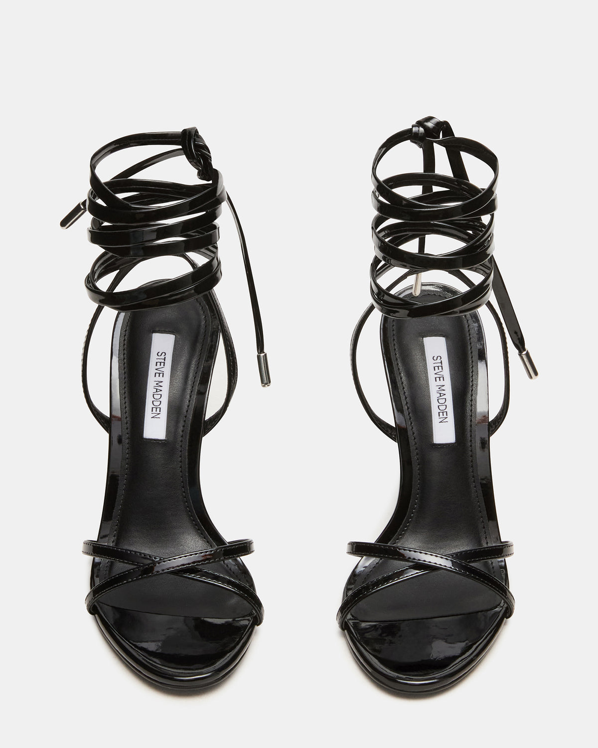NERI Black Patent Strappy Stiletto Round-Toe Women's Heel - Steve Madden