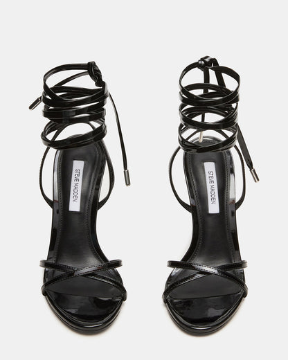 NERI Black Patent Strappy Stiletto Round-Toe Women's Heel - Steve Madden