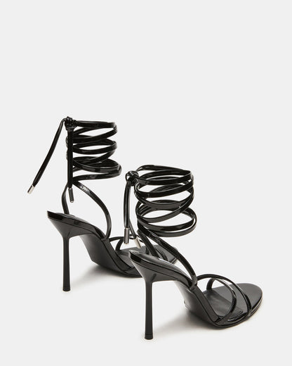 NERI Black Patent Strappy Stiletto Round-Toe Women's Heel - Steve Madden