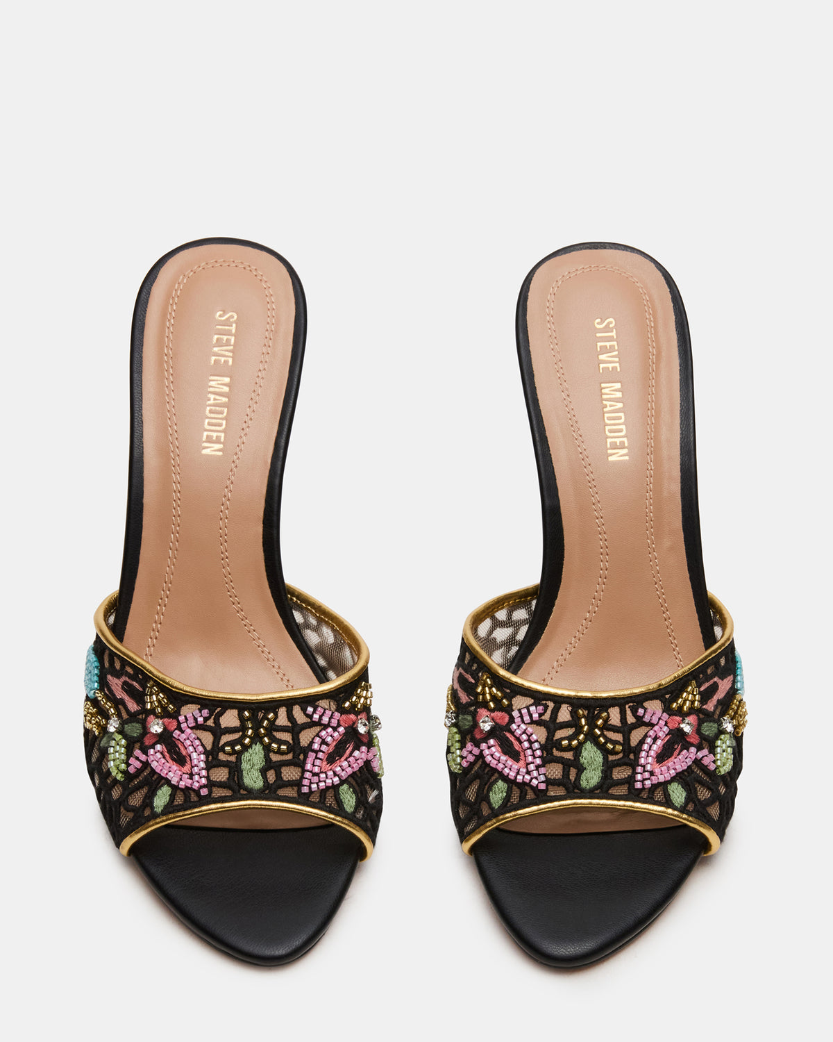 SANTI Mesh Black Multi Pointed-Toe Mule Women's Heel - Steve Madden