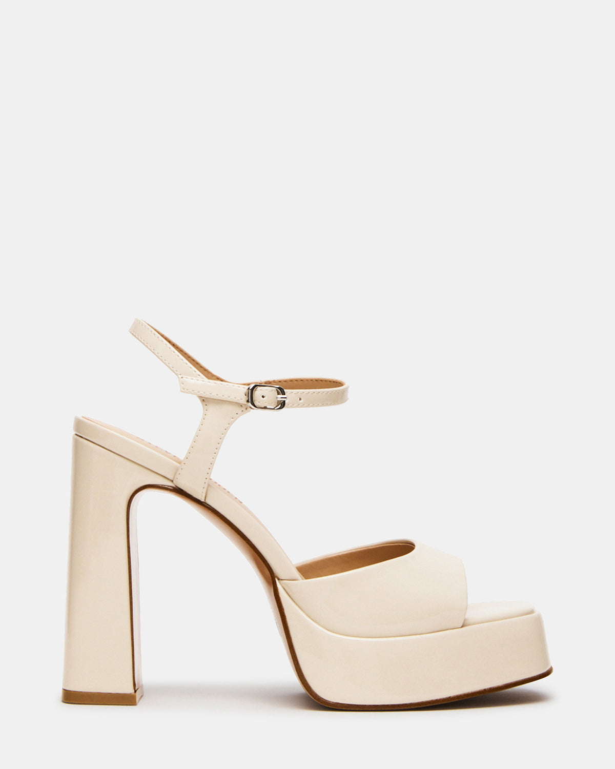 LINADRA Bone Patent Platform Square-Toe Strappy Women's Heel - Steve Madden