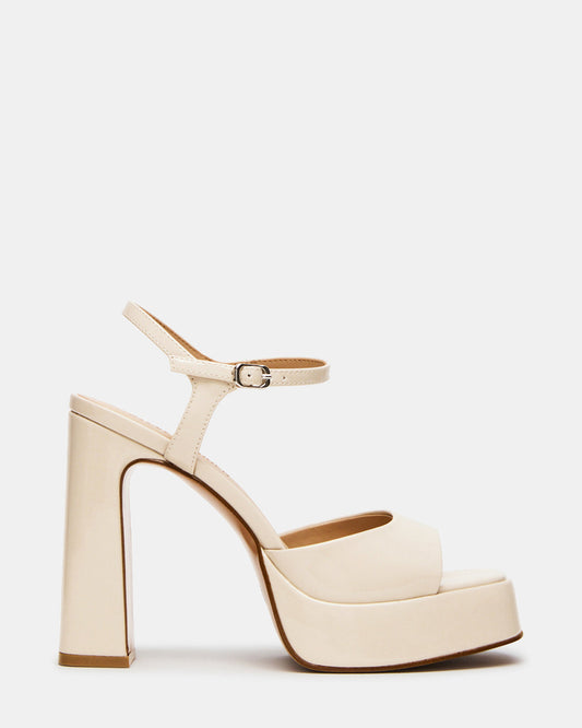 LINADRA Bone Patent Platform Square-Toe Strappy Women's Heel - Steve Madden