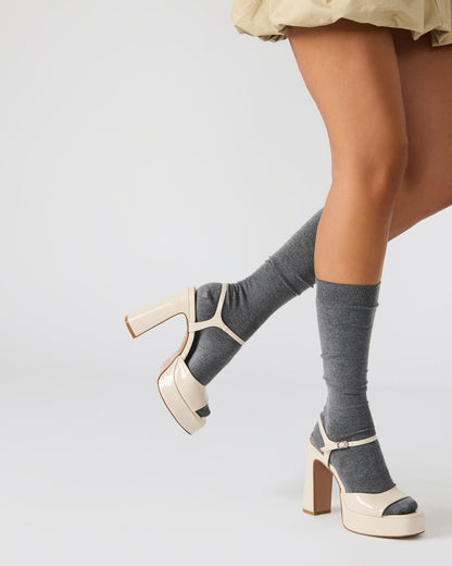 LINADRA Bone Patent Platform Square-Toe Strappy Women's Heel - Steve Madden