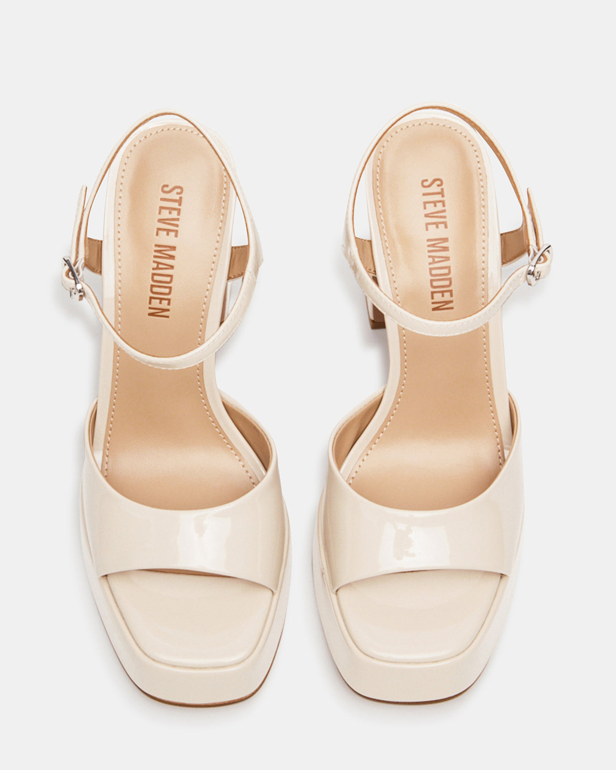 LINADRA Bone Patent Platform Square-Toe Strappy Women's Heel - Steve Madden