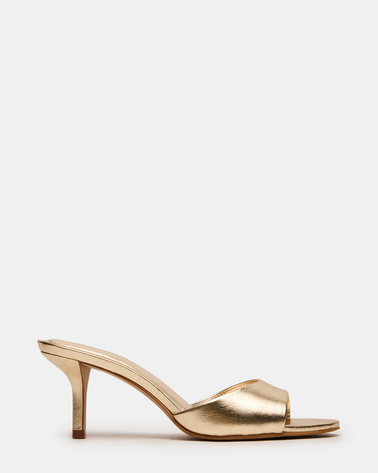 KENDRIX Gold Leather Mule Stiletto Women's Heel - Steve Madden