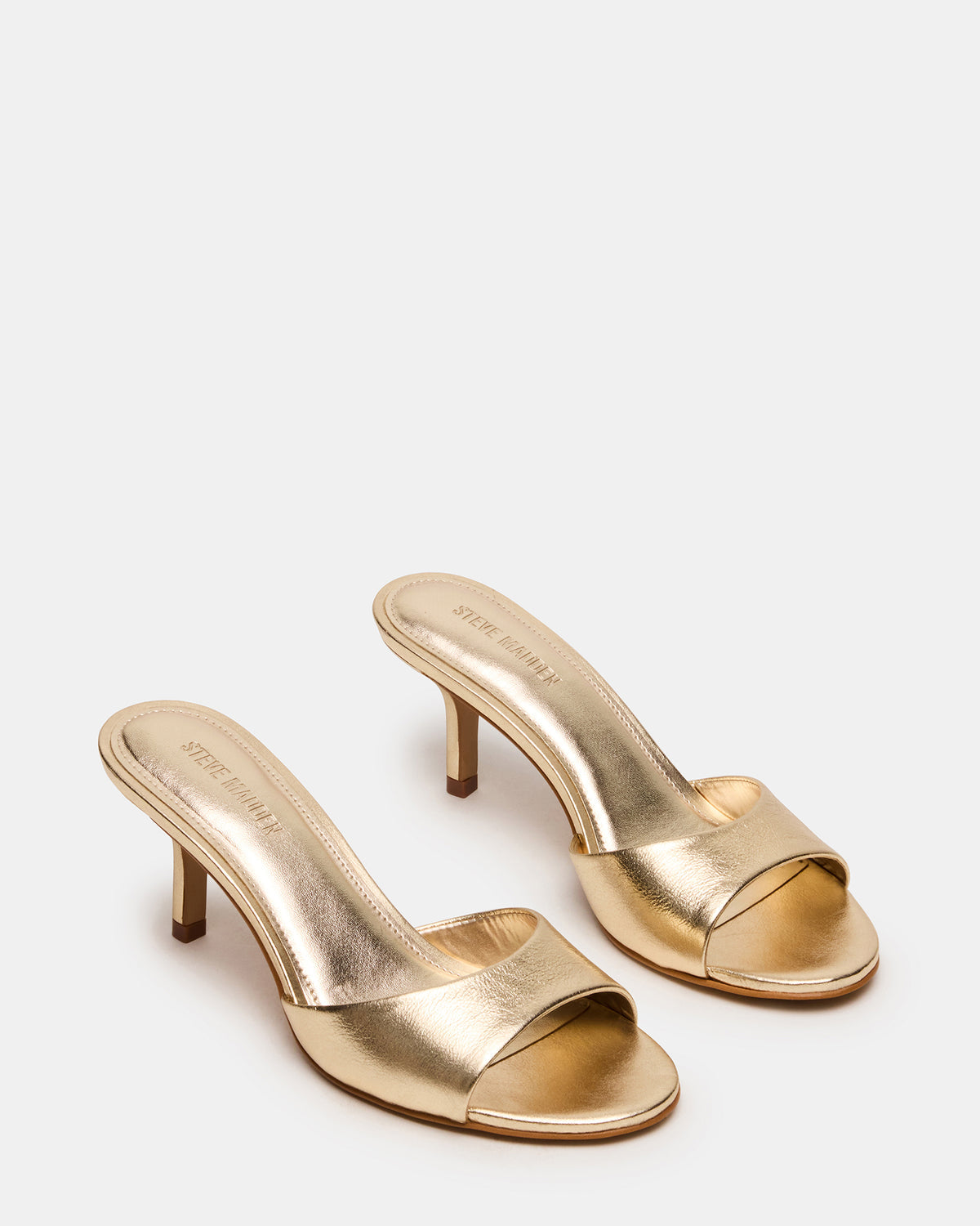 KENDRIX Gold Leather Mule Stiletto Women's Heel - Steve Madden