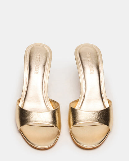 KENDRIX Gold Leather Mule Stiletto Women's Heel - Steve Madden