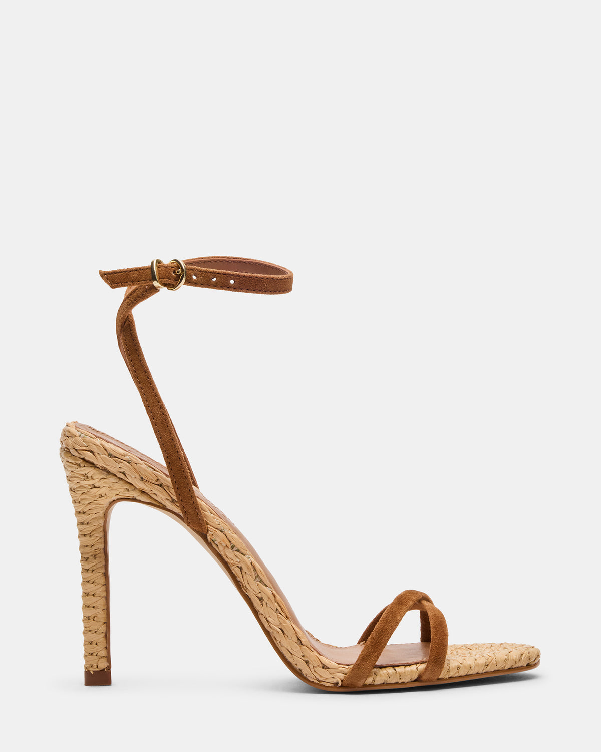 JYPSEY Chestnut Suede Raffia Strappy Stiletto Women's Heel - Steve Madden