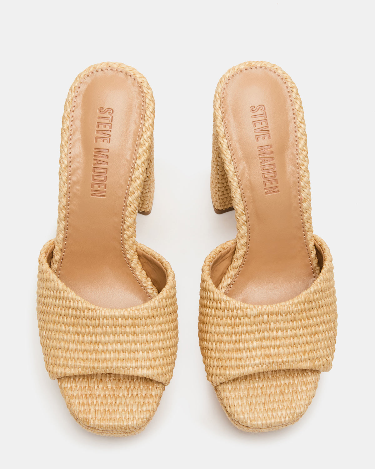 JOEL Natural Raffia Square-Toe Platform Raffia Mule Women's Heel - Steve Madden