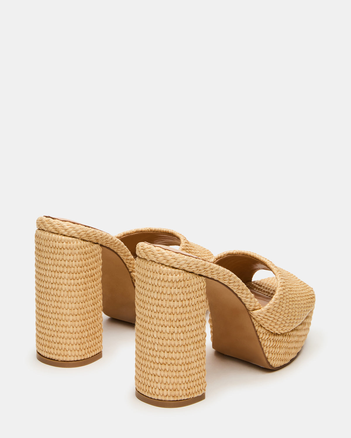 JOEL Natural Raffia Square-Toe Platform Raffia Mule Women's Heel - Steve Madden