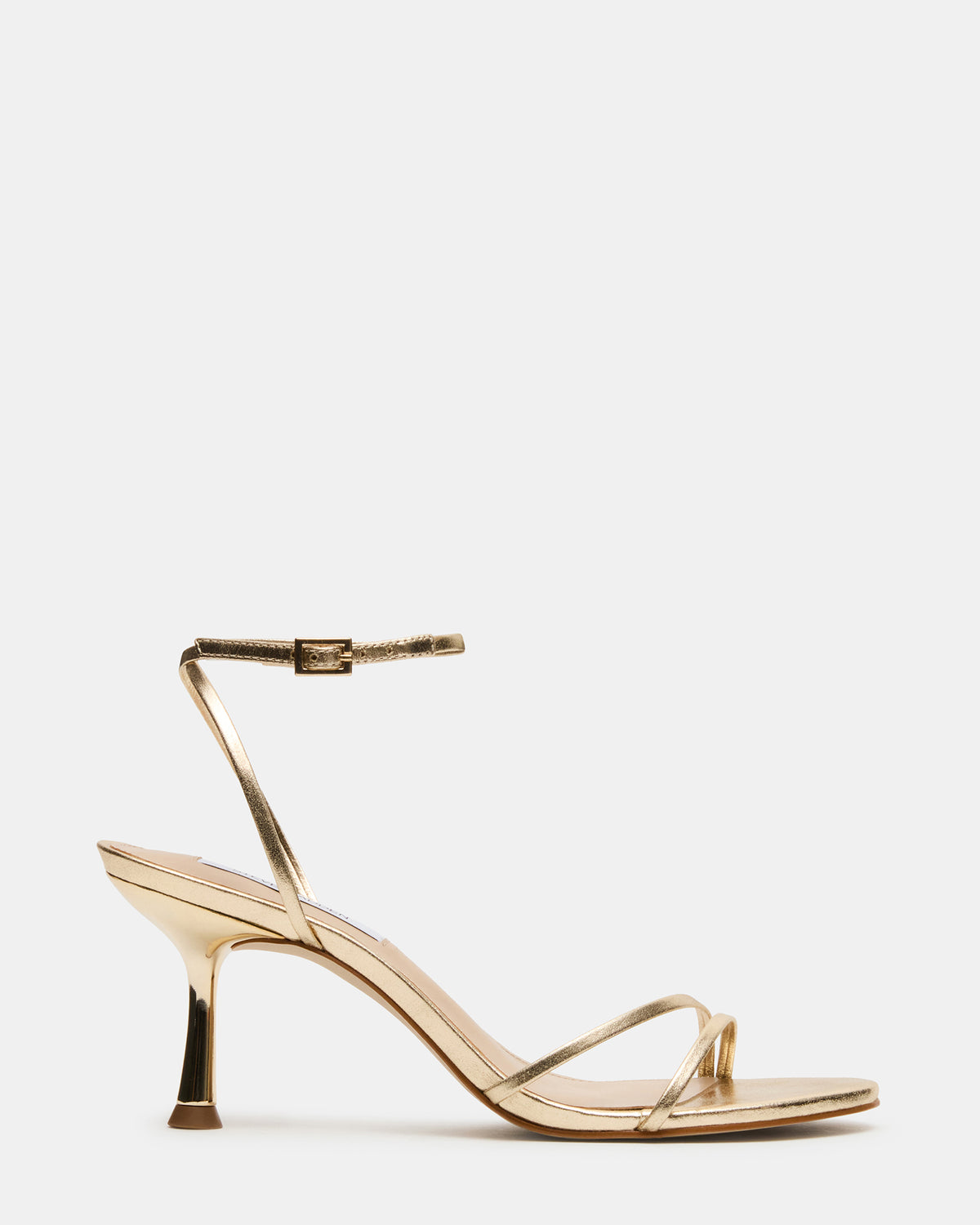 ERAS Gold Leather Stiletto Round-Toe Ankle Strap Women's Heel - Steve Madden