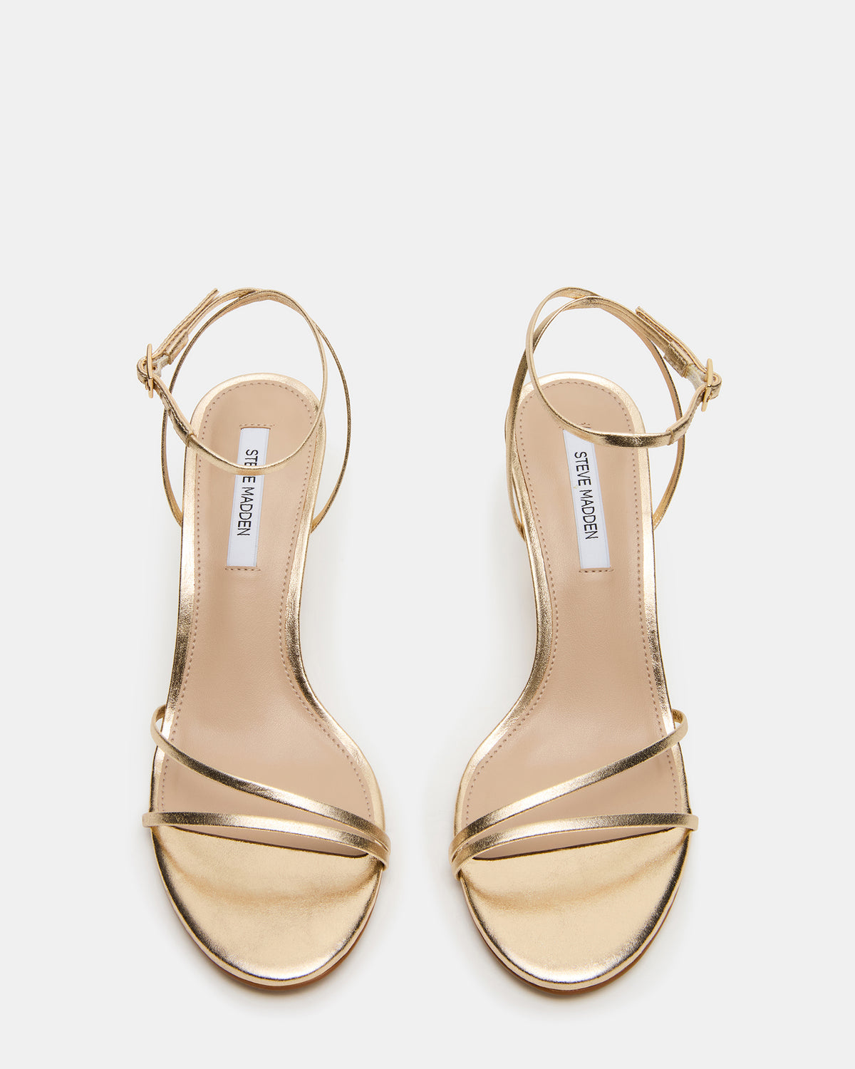 ERAS Gold Leather Stiletto Round-Toe Ankle Strap Women's Heel - Steve Madden