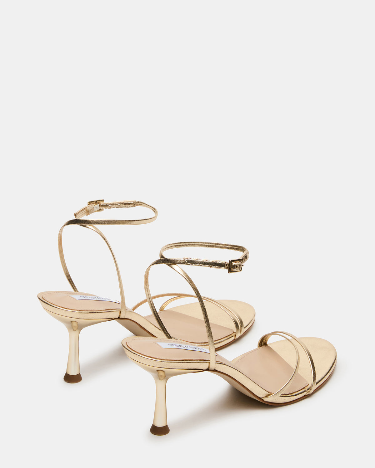 ERAS Gold Leather Stiletto Round-Toe Ankle Strap Women's Heel - Steve Madden