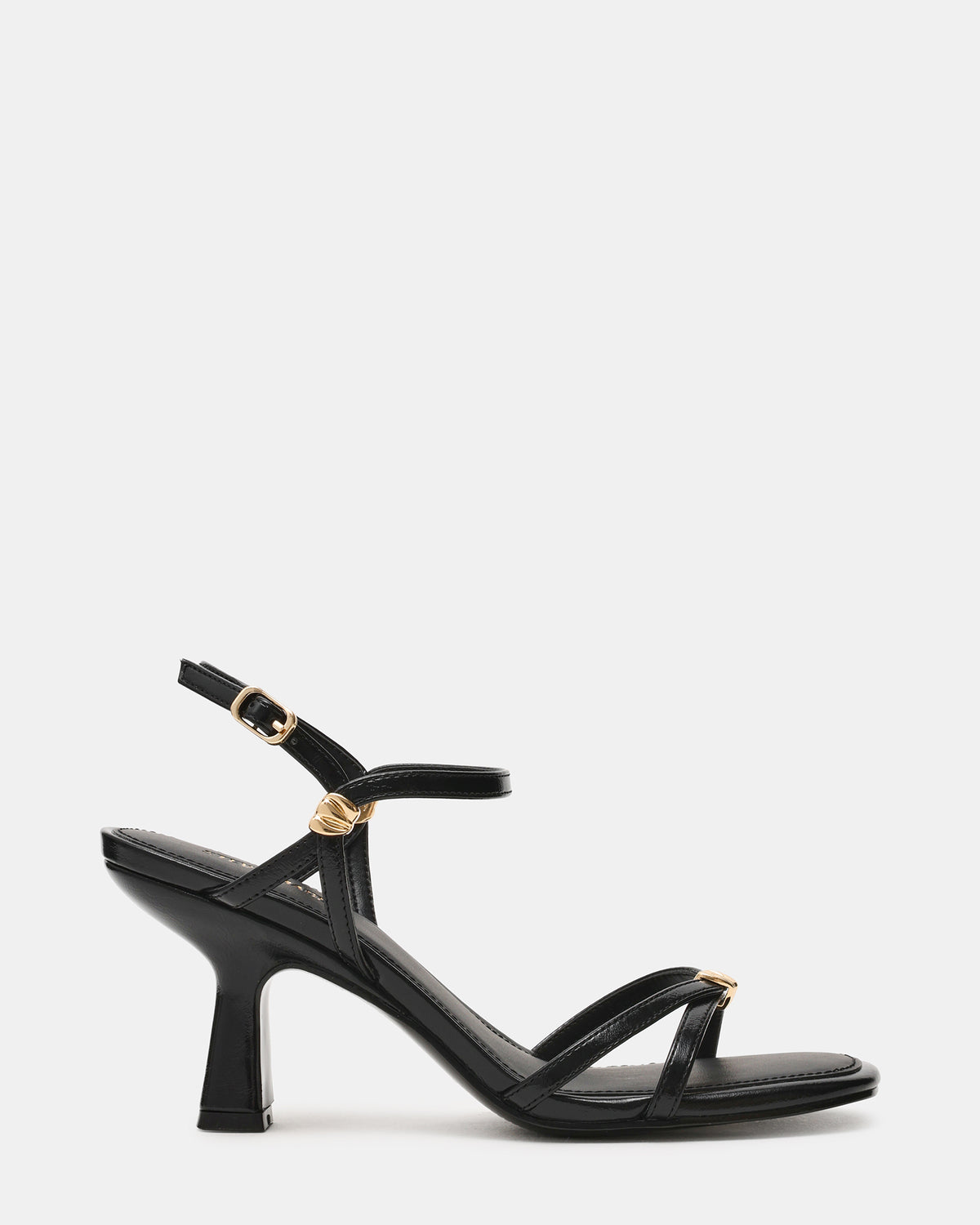 POSY Black Gold-Detail Strappy Square-Toe Women's Heel - Steve Madden