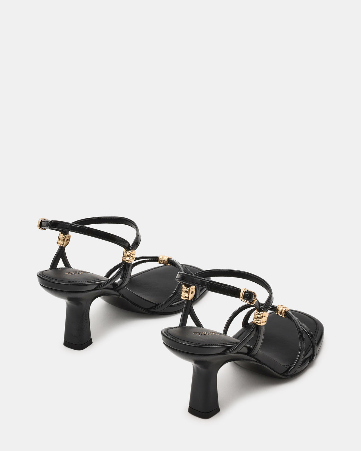 POSY Black Gold-Detail Strappy Square-Toe Women's Heel - Steve Madden