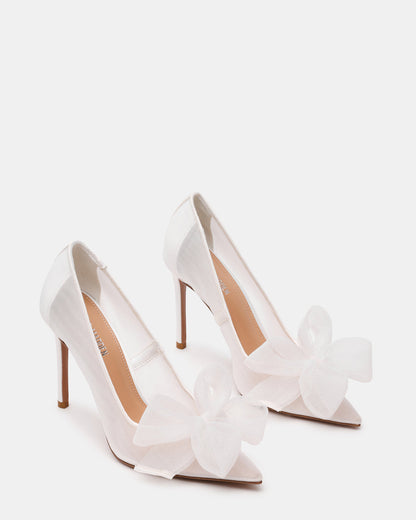 TAFFY White Bow Pointed-Toe Stiletto Pump Women's Heel - Steve Madden