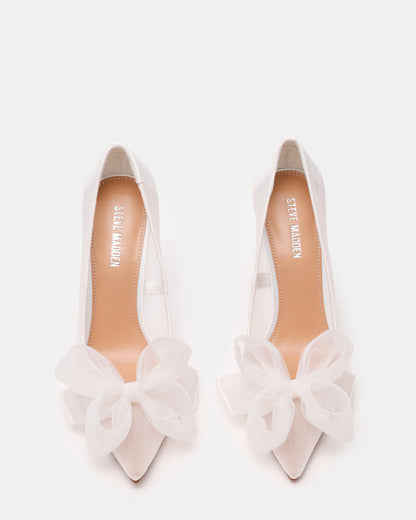TAFFY White Bow Pointed-Toe Stiletto Pump Women's Heel - Steve Madden