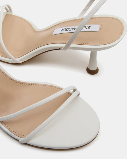 ERAS White Leather Stiletto Round-Toe Ankle Strap Women's Heel - Steve Madden