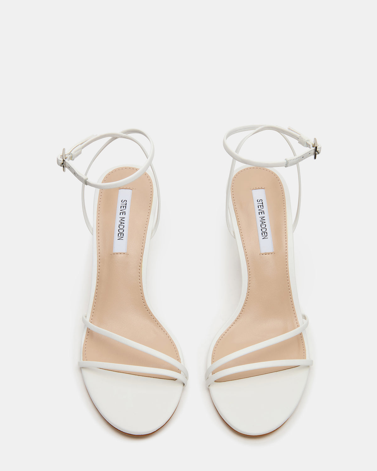 ERAS White Leather Stiletto Round-Toe Ankle Strap Women's Heel - Steve Madden