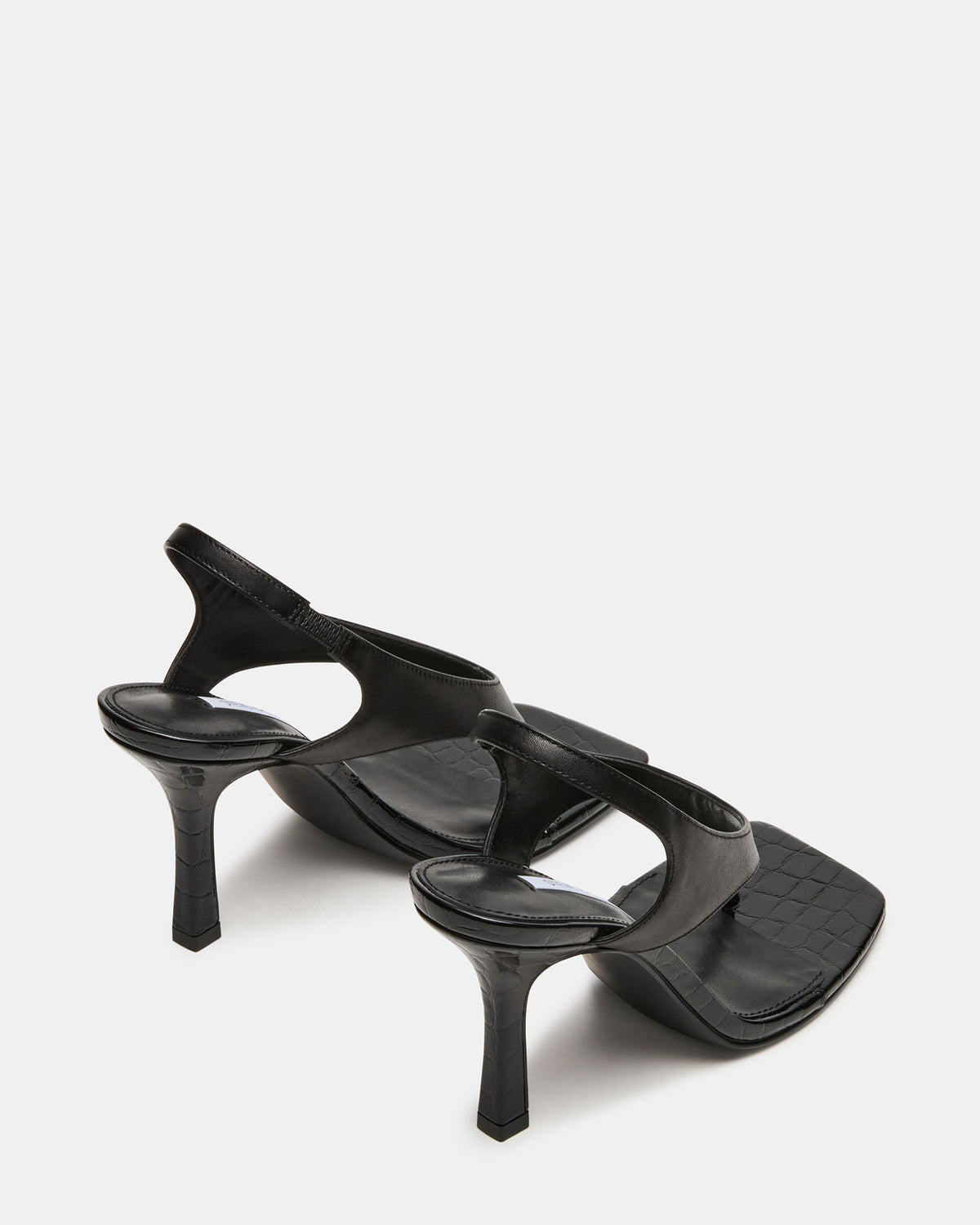 IMPROV Black Leather Square-Toe Thong Slingback Women's Heel - Steve Madden